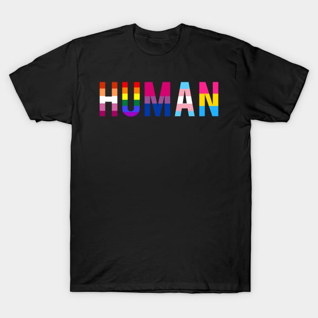 Human LGBT Flag Gay Pride Month Rainbow Transgender Lesbian Bisexual Pansexual T-Shirt by Scar